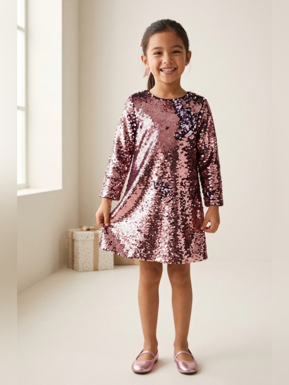 MNG Girl's Sequin Pink Dress Size 7 / 8